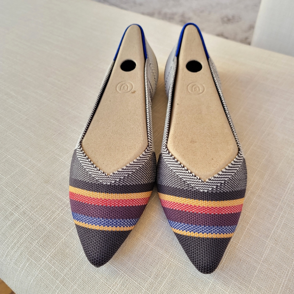New! Rothy’s sz 9 VIB Inverse Stripe Points Flats NIB - Picture 2 of 9